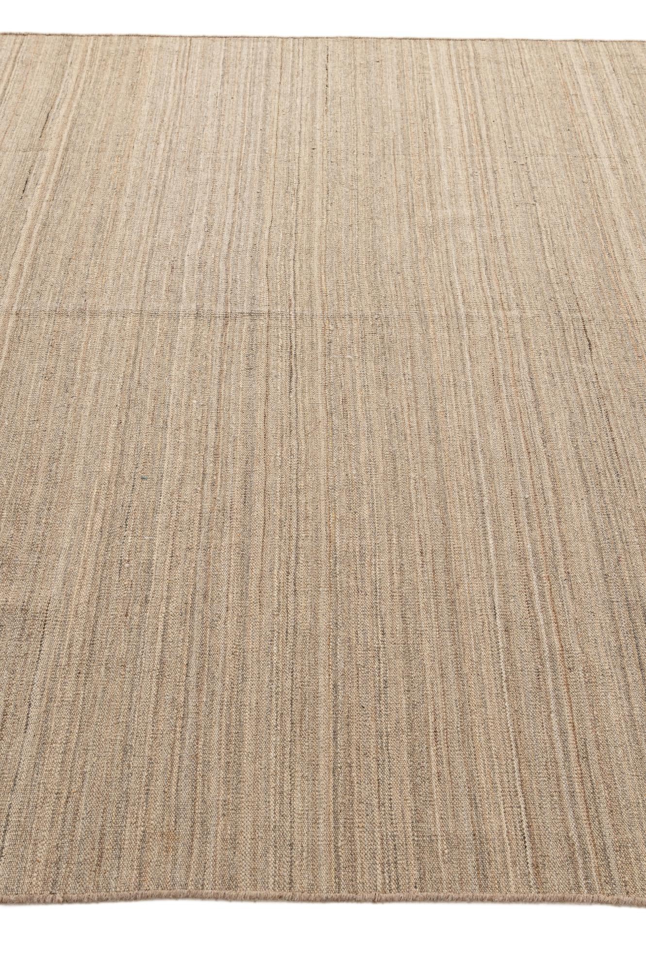 6' 8 x 9' 1 Hand Woven Kilim Modern Wool Rug