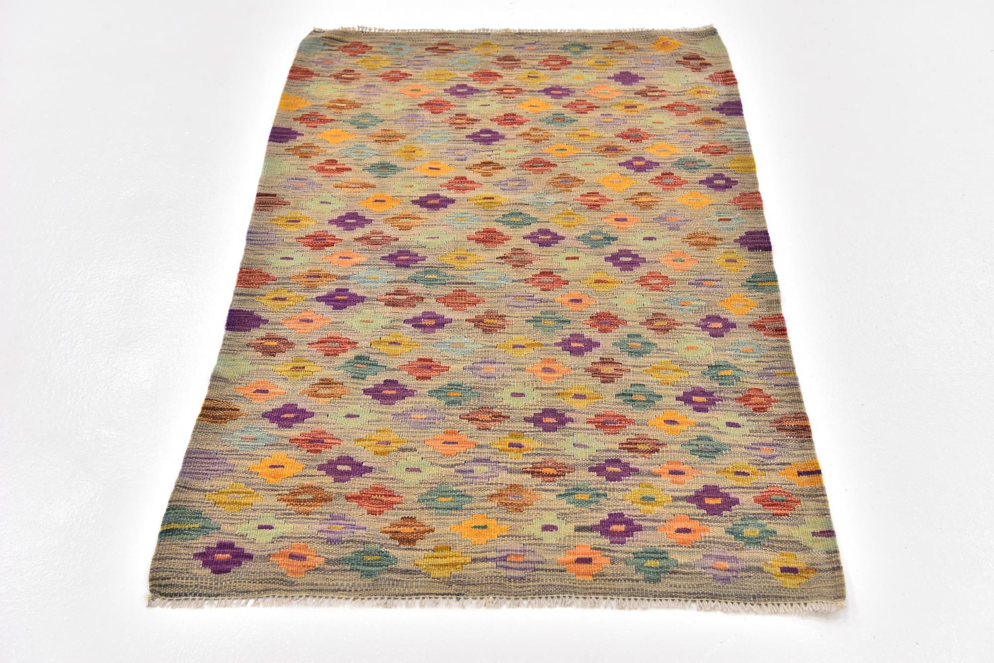 2' 10 x 4' 10 Hand Woven Kilim Modern Wool Rug