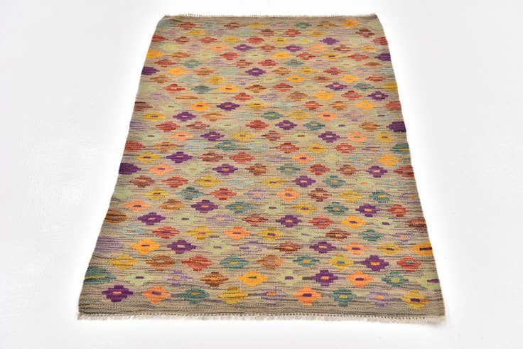 Detail image of 2' 10 x 4' 10 Hand Woven Kilim Modern Wool Rug