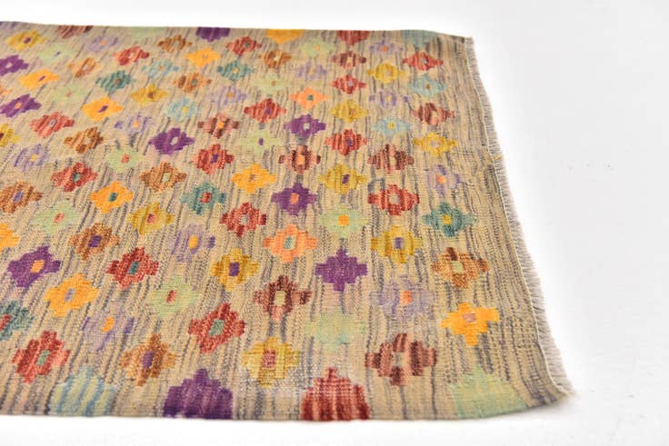 Detail image of 2' 10 x 4' 10 Hand Woven Kilim Modern Wool Rug