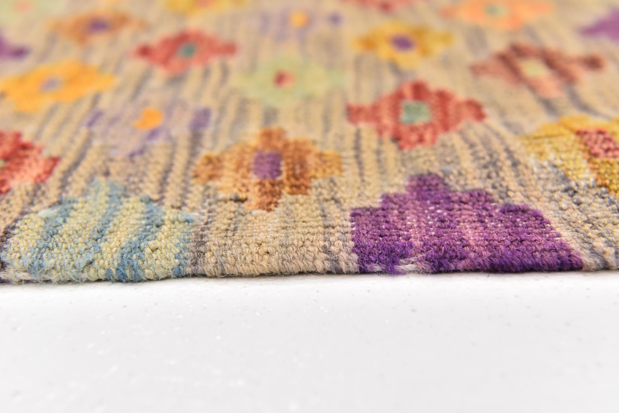 2' 10 x 4' 10 Hand Woven Kilim Modern Wool Rug