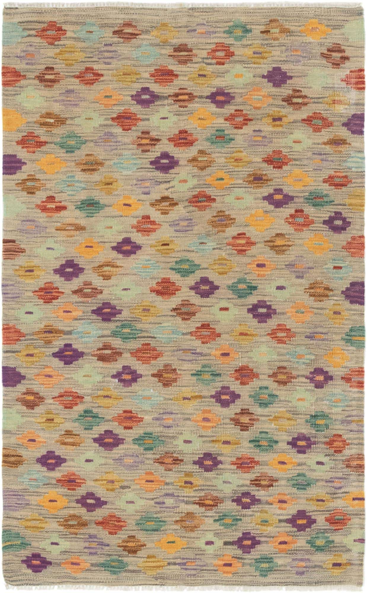 2' 10 x 4' 10 Hand Woven Kilim Modern Wool Rug