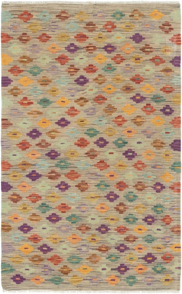 Detail image of 2' 10 x 4' 10 Hand Woven Kilim Modern Wool Rug