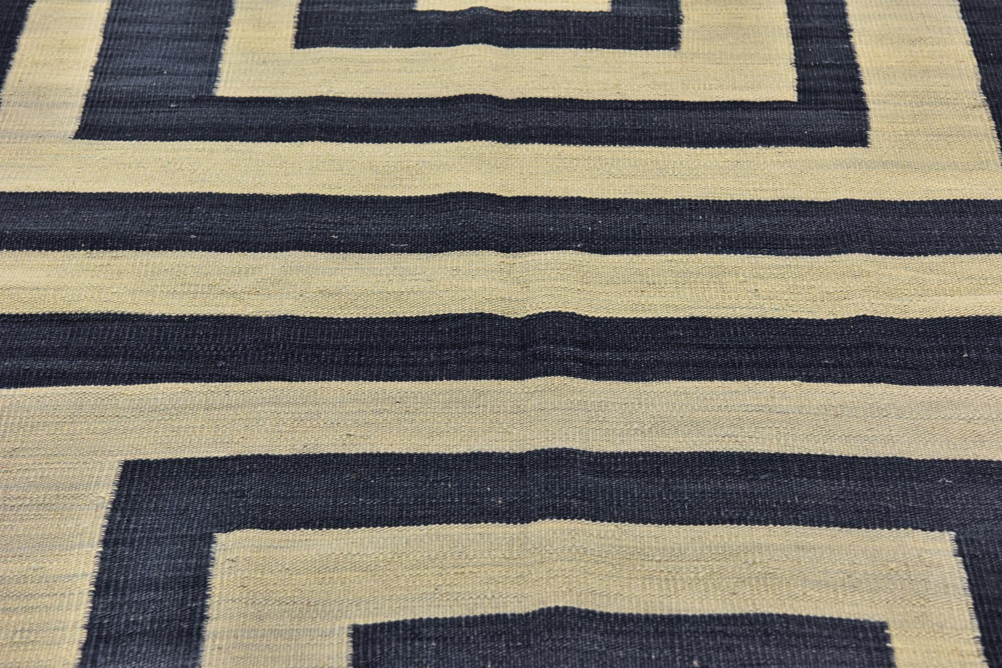 4' 2 x 5' 10 Hand Woven Kilim Modern Wool Rug