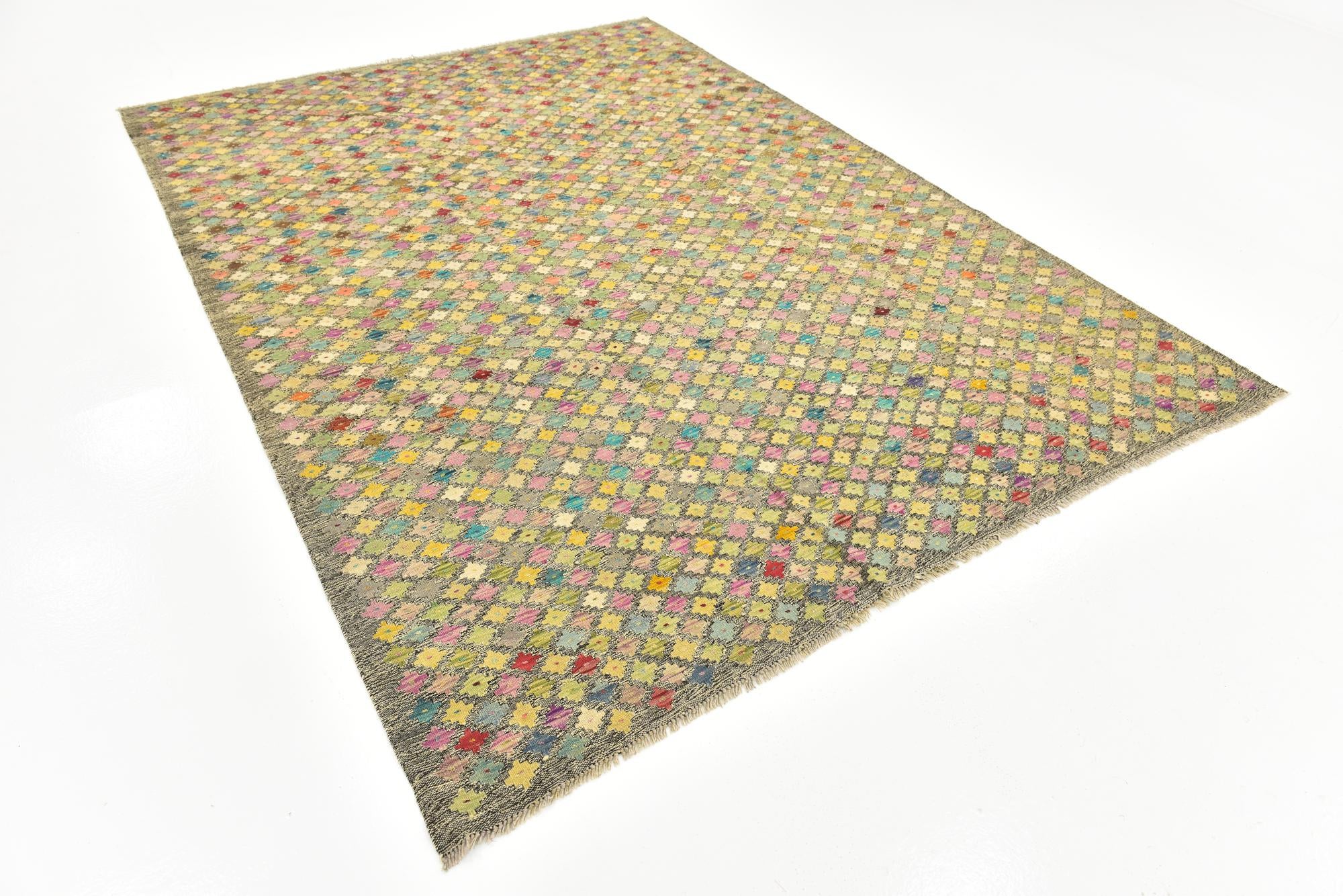 8' 9 x 9' 9 Hand Woven Kilim Modern Wool Rug
