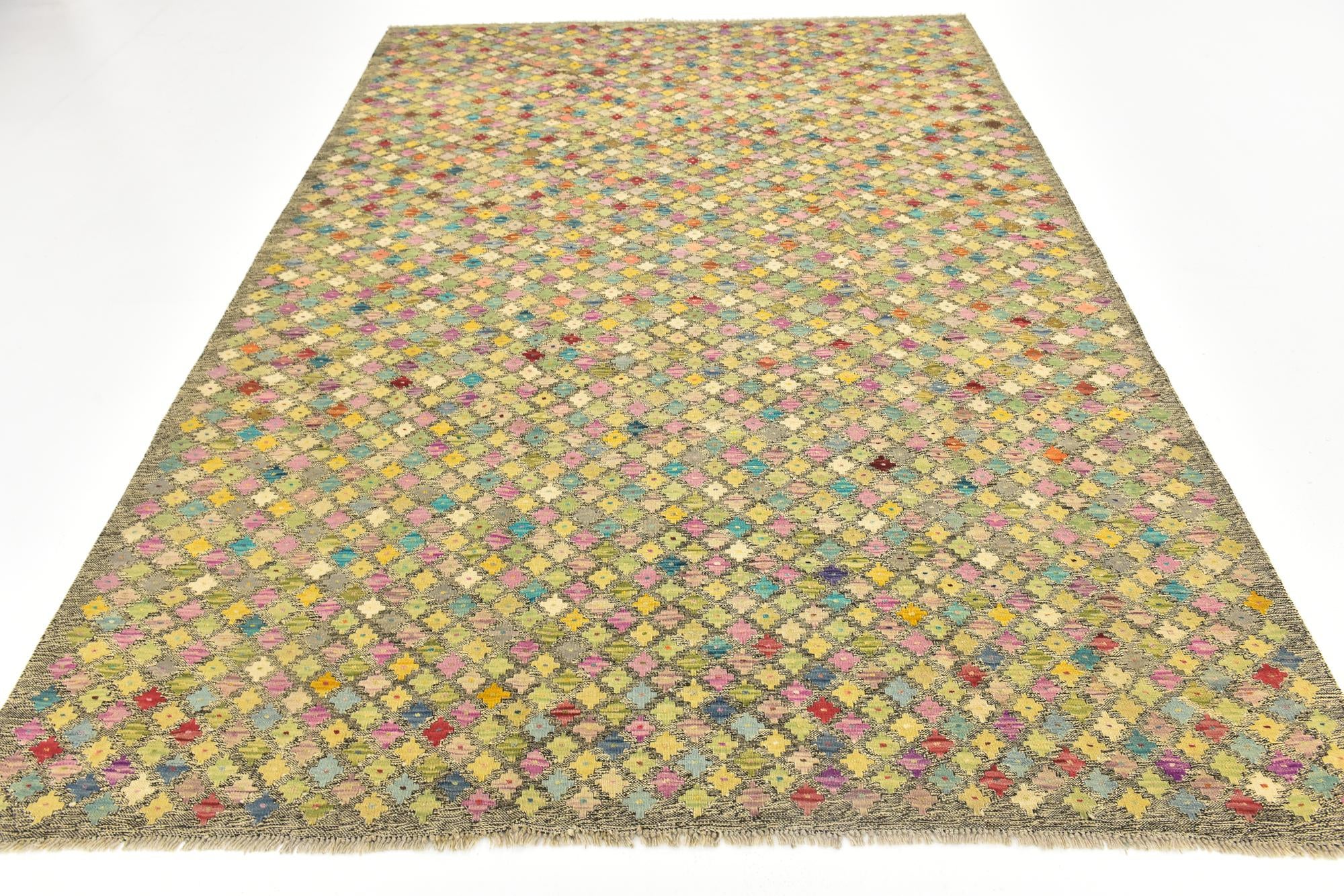 8' 9 x 9' 9 Hand Woven Kilim Modern Wool Rug