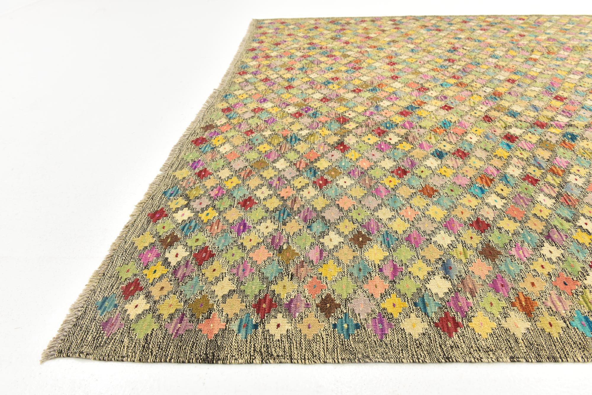 8' 9 x 9' 9 Hand Woven Kilim Modern Wool Rug