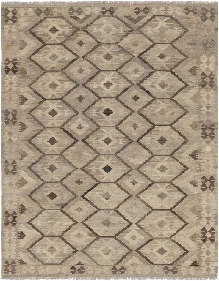 Detail image of 5' 6 x 8' 5 Hand Woven Kilim Modern Wool Rug