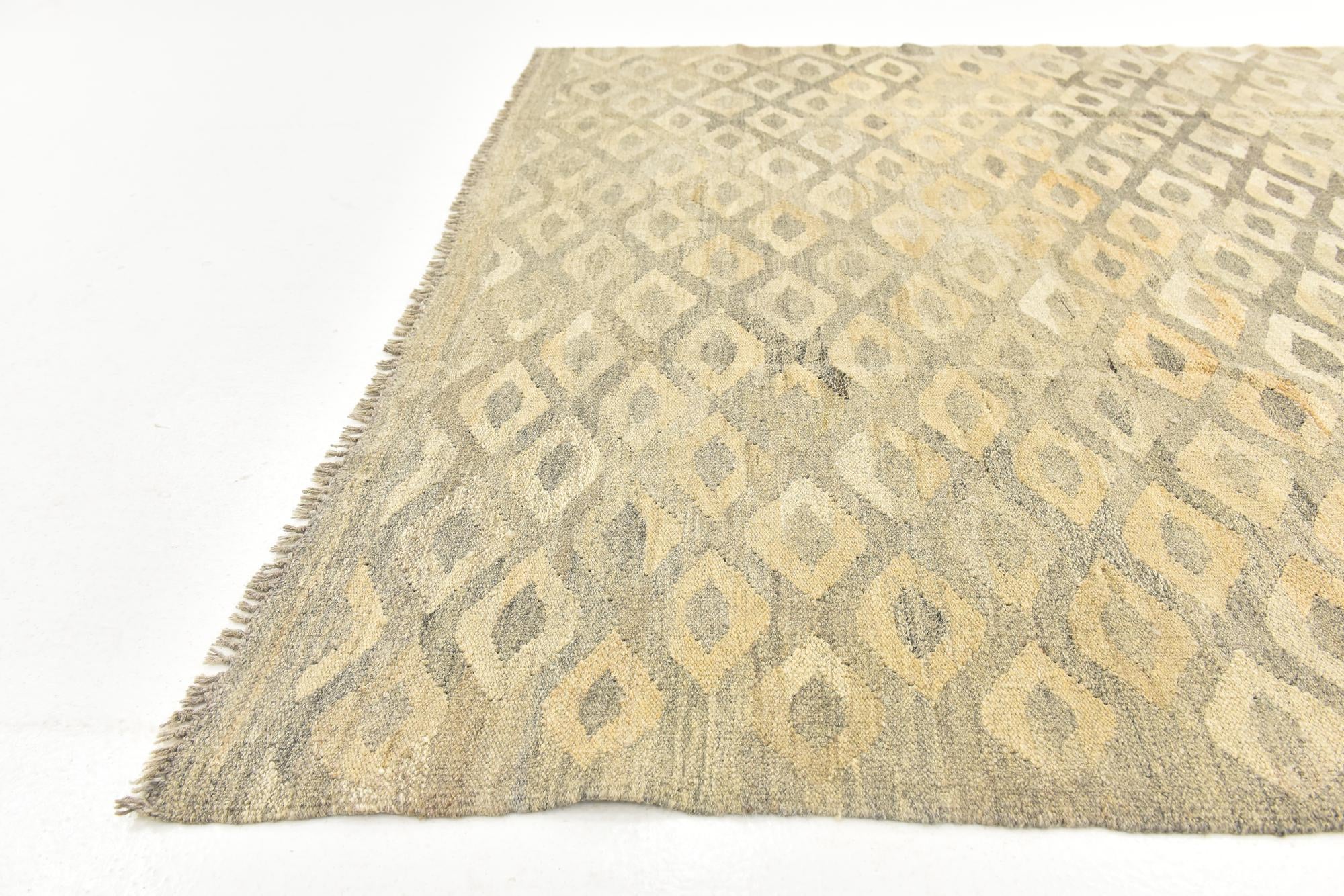 5' 7 x 8' Hand Woven Kilim Modern Wool Rug