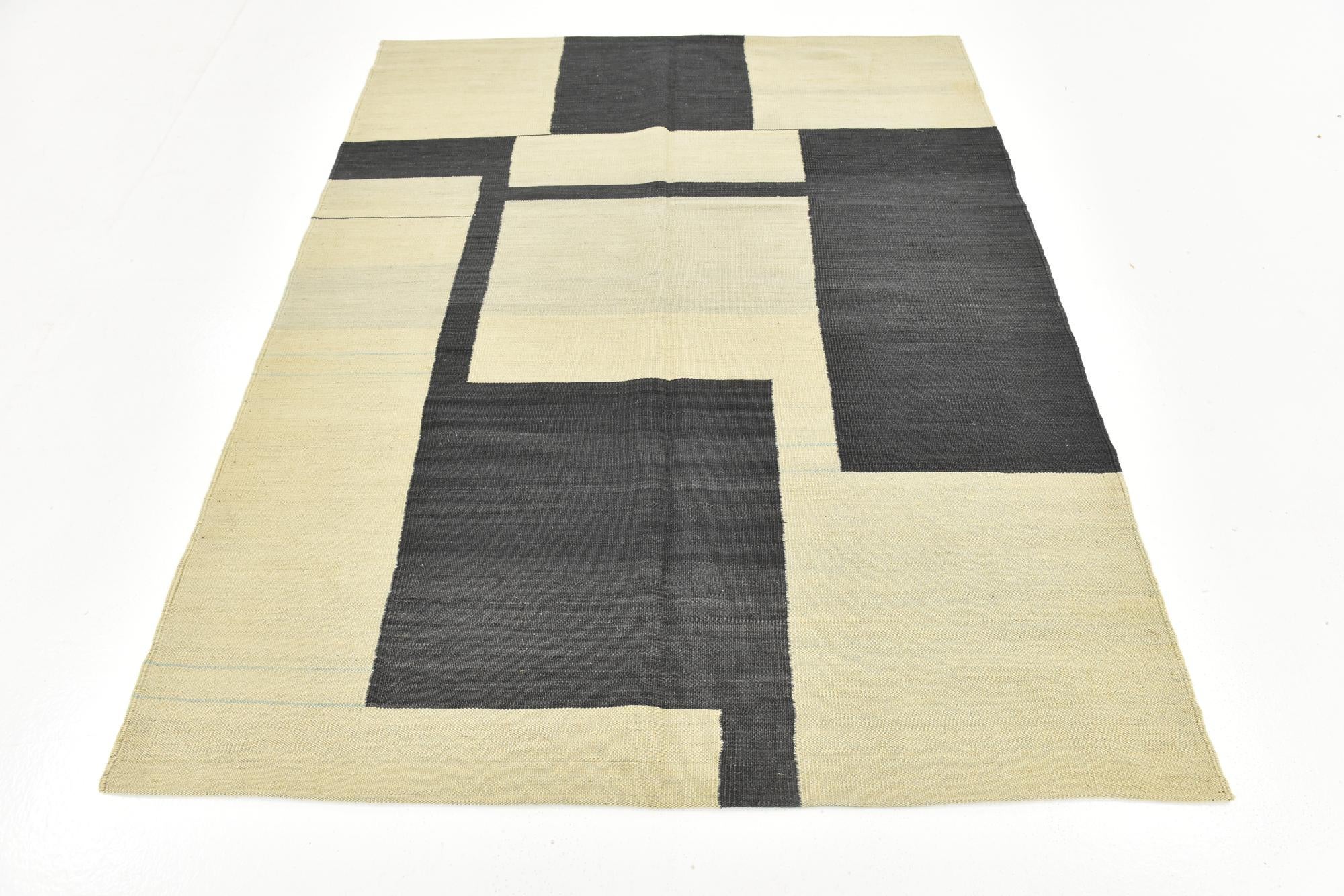 5' x 6' 4 Hand Woven Kilim Modern Wool Rug