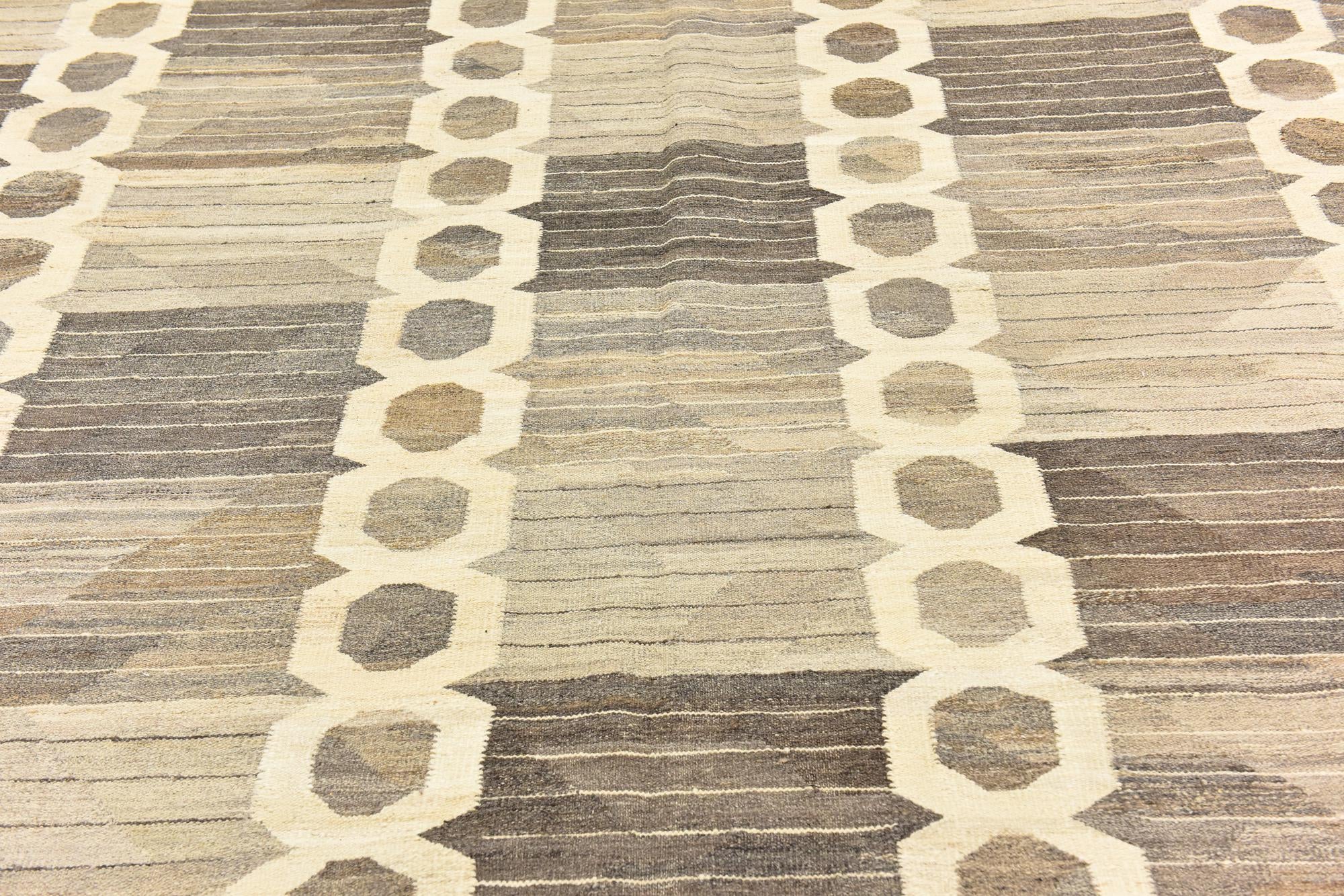275cm x 375cm Hand Woven Kilim Modern Wool Rug