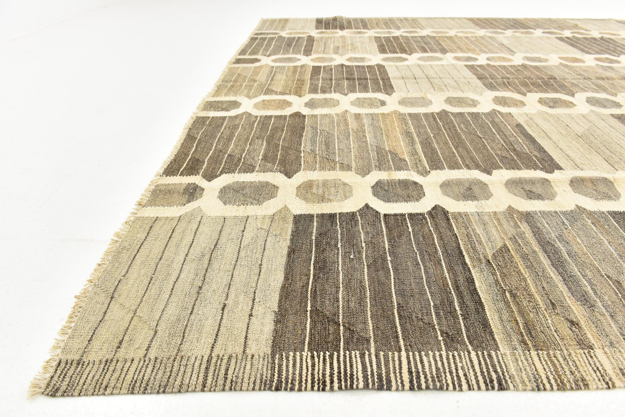 275cm x 375cm Hand Woven Kilim Modern Wool Rug