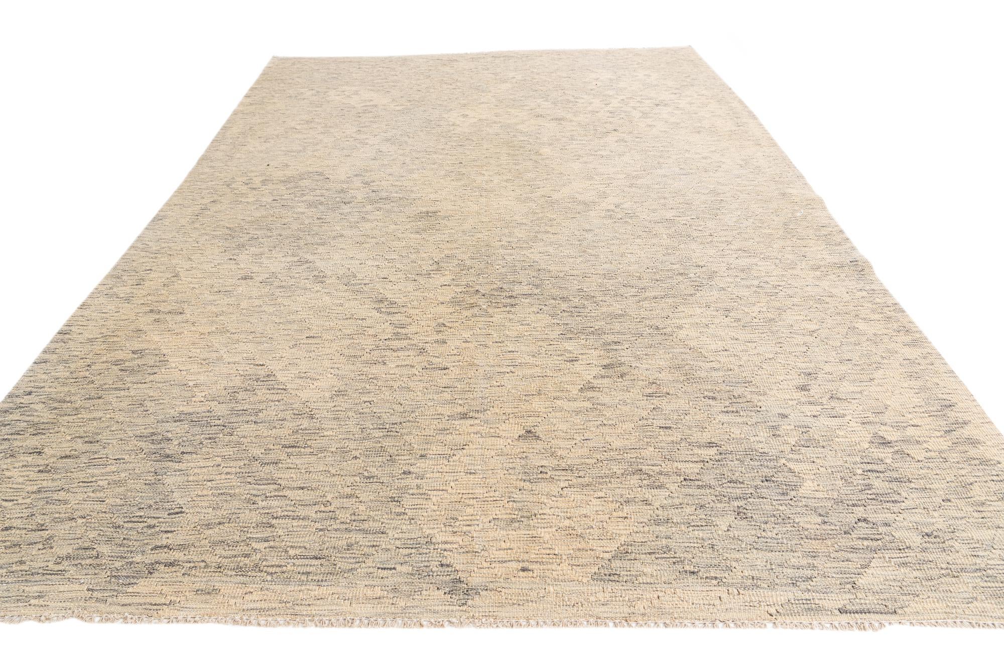 6' 6 x 9' 7 Hand Woven Kilim Modern Wool Rug
