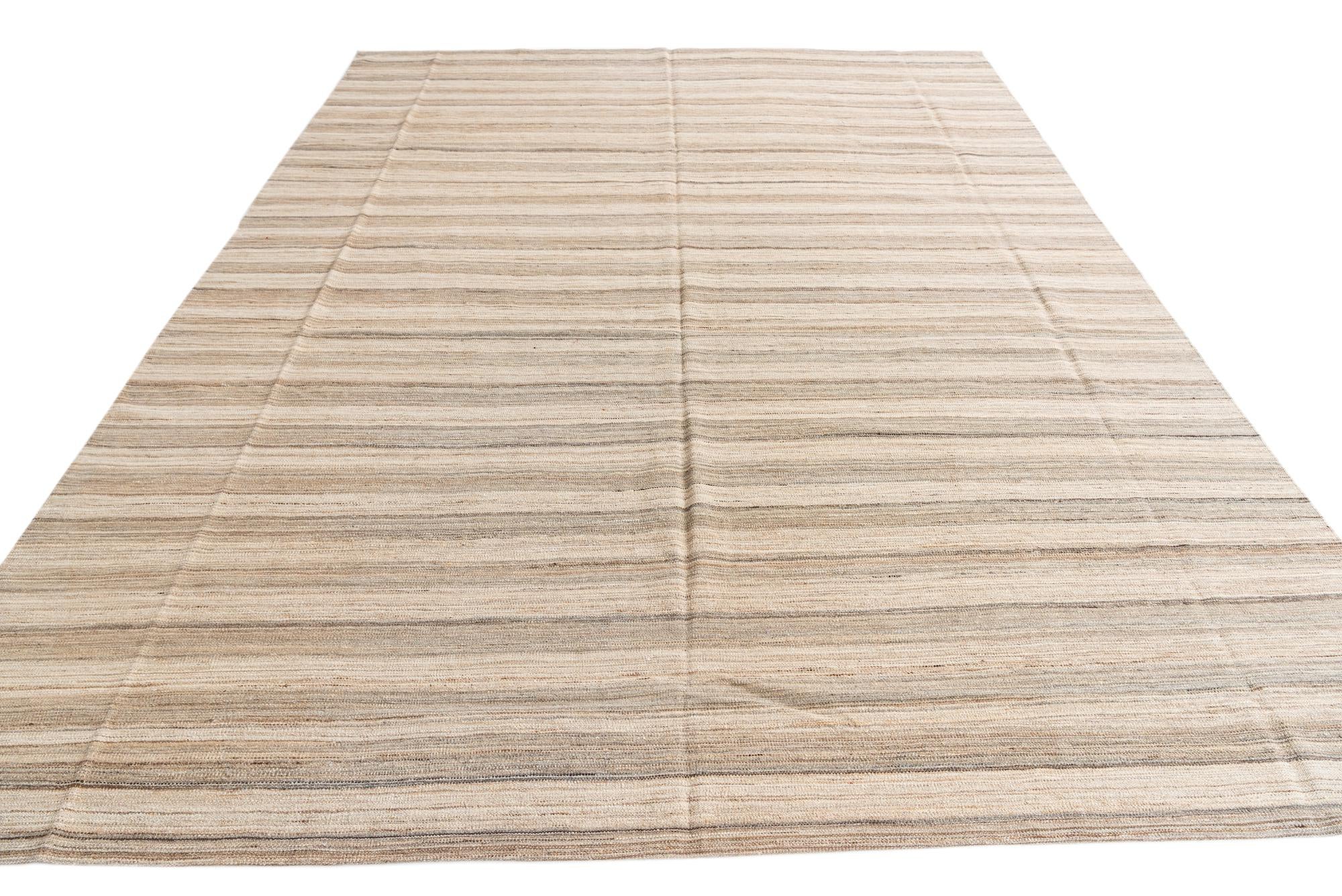 9' 10 x 12' 10 Hand Woven Kilim Modern Wool Rug