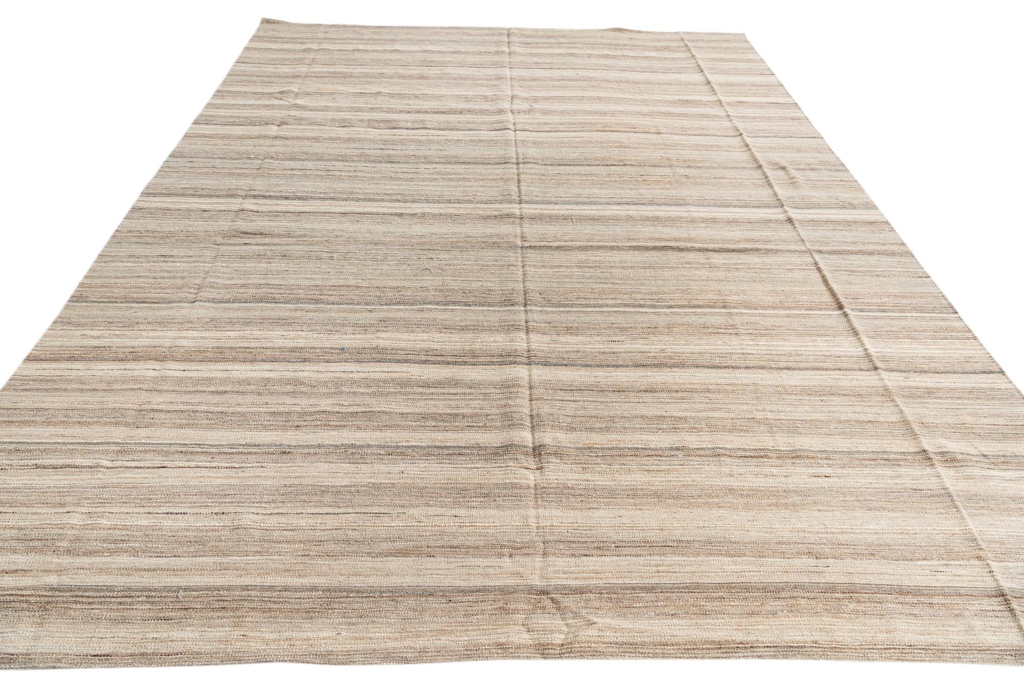 10' x 12' 8 Hand Woven Kilim Modern Wool Rug