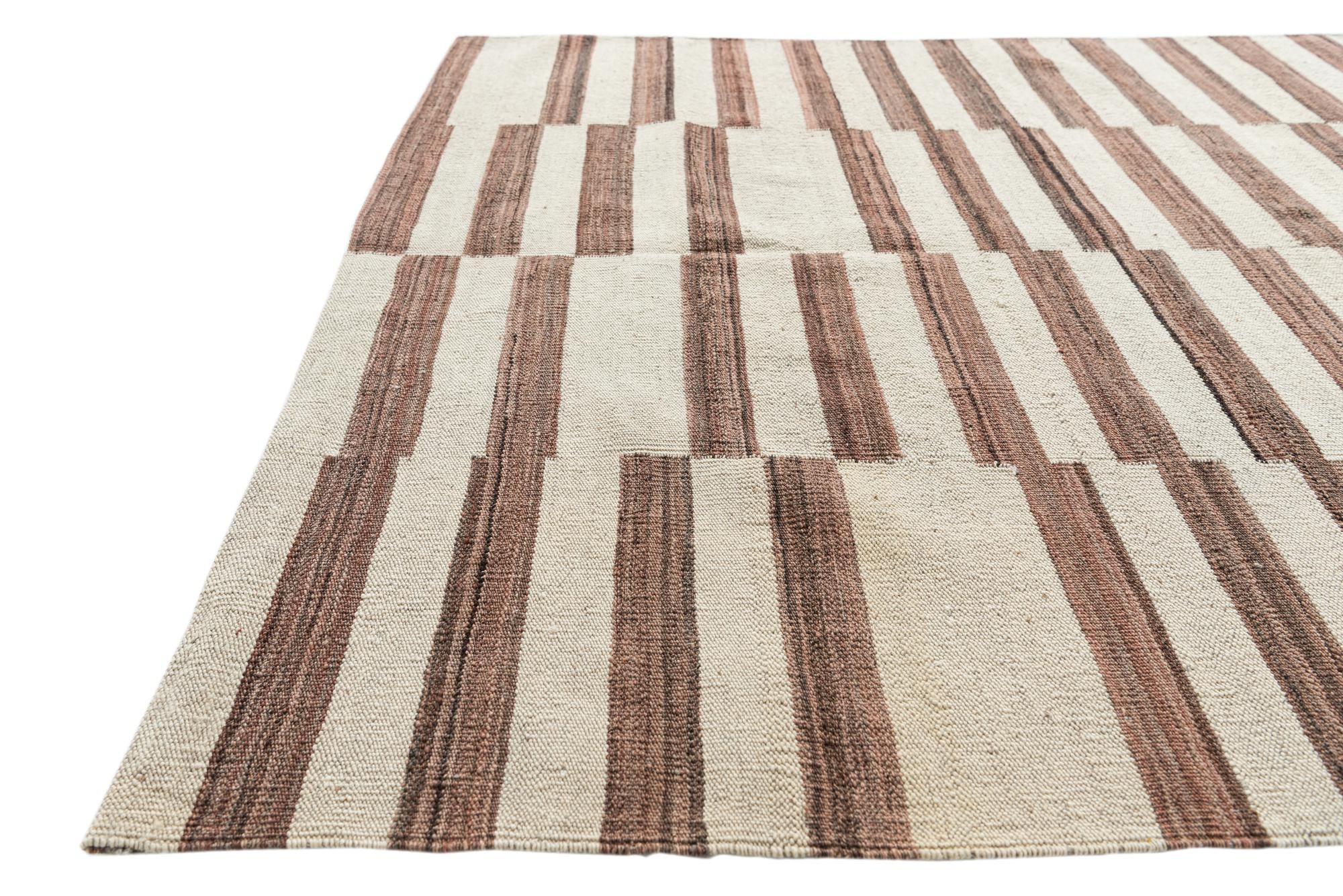 4' 3 x 5' 10 Hand Woven Kilim Modern Wool Rug