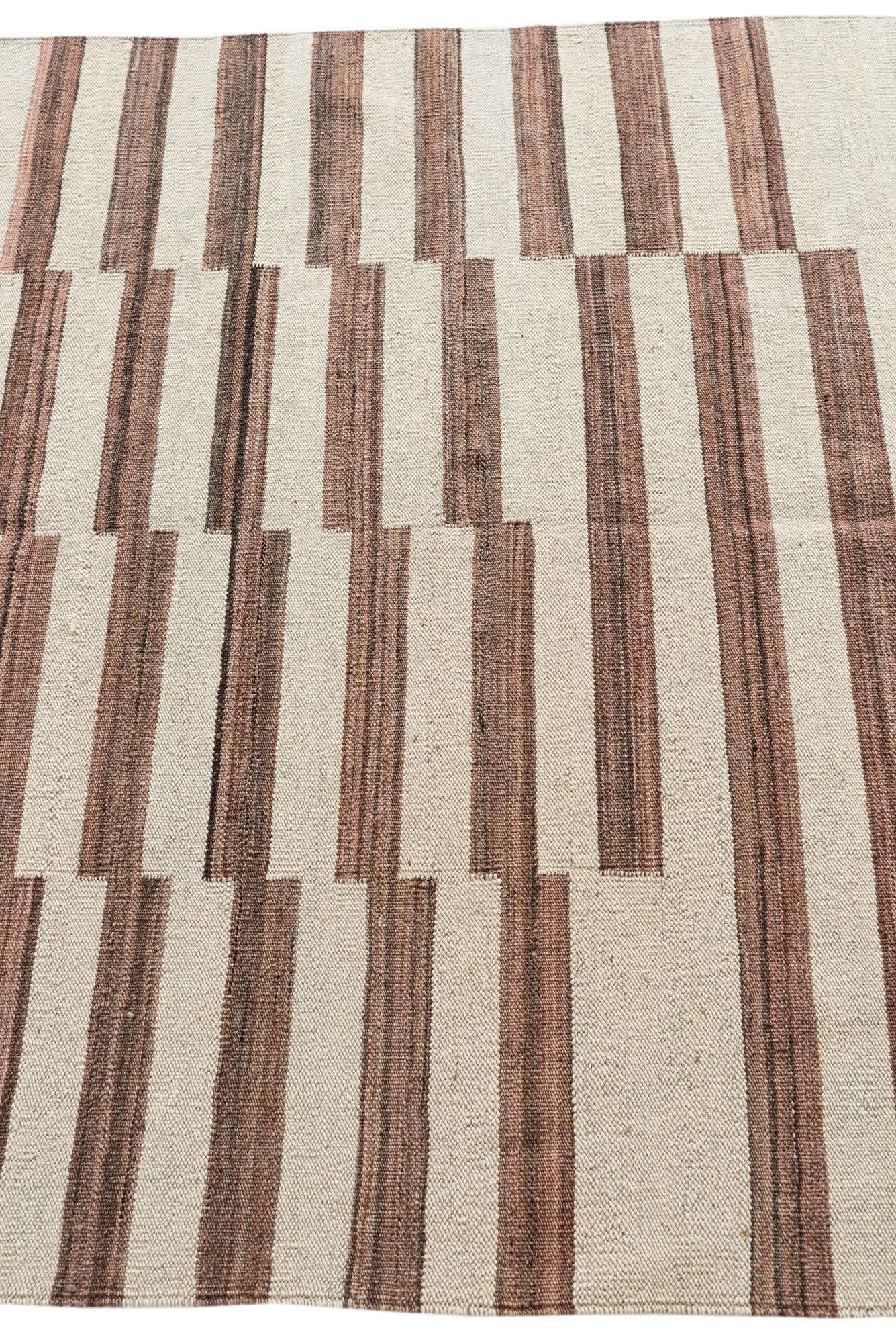 4' 3 x 5' 10 Hand Woven Kilim Modern Wool Rug