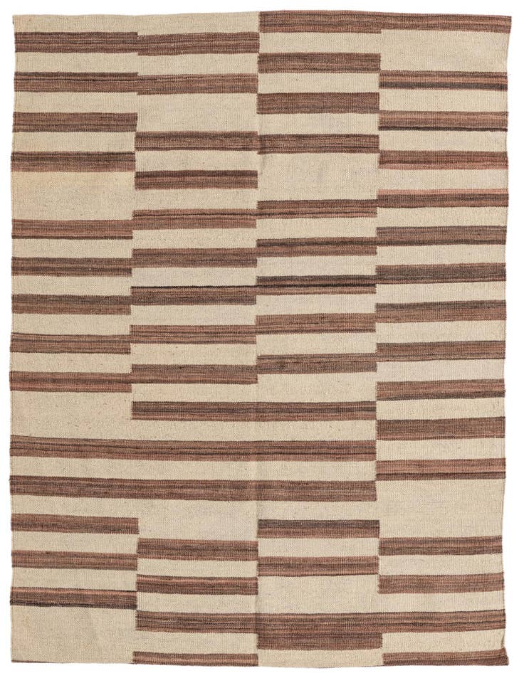 Detail image of 4' 3 x 5' 10 Hand Woven Kilim Modern Wool Rug