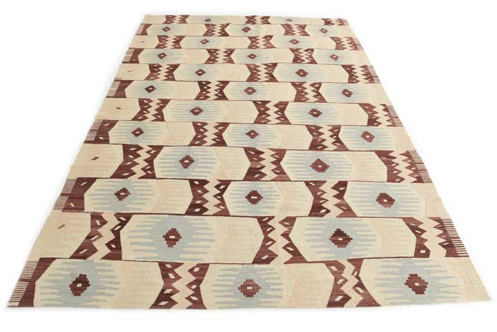 6' 8 x 9' 10 Hand Woven Kilim Modern Wool Rug