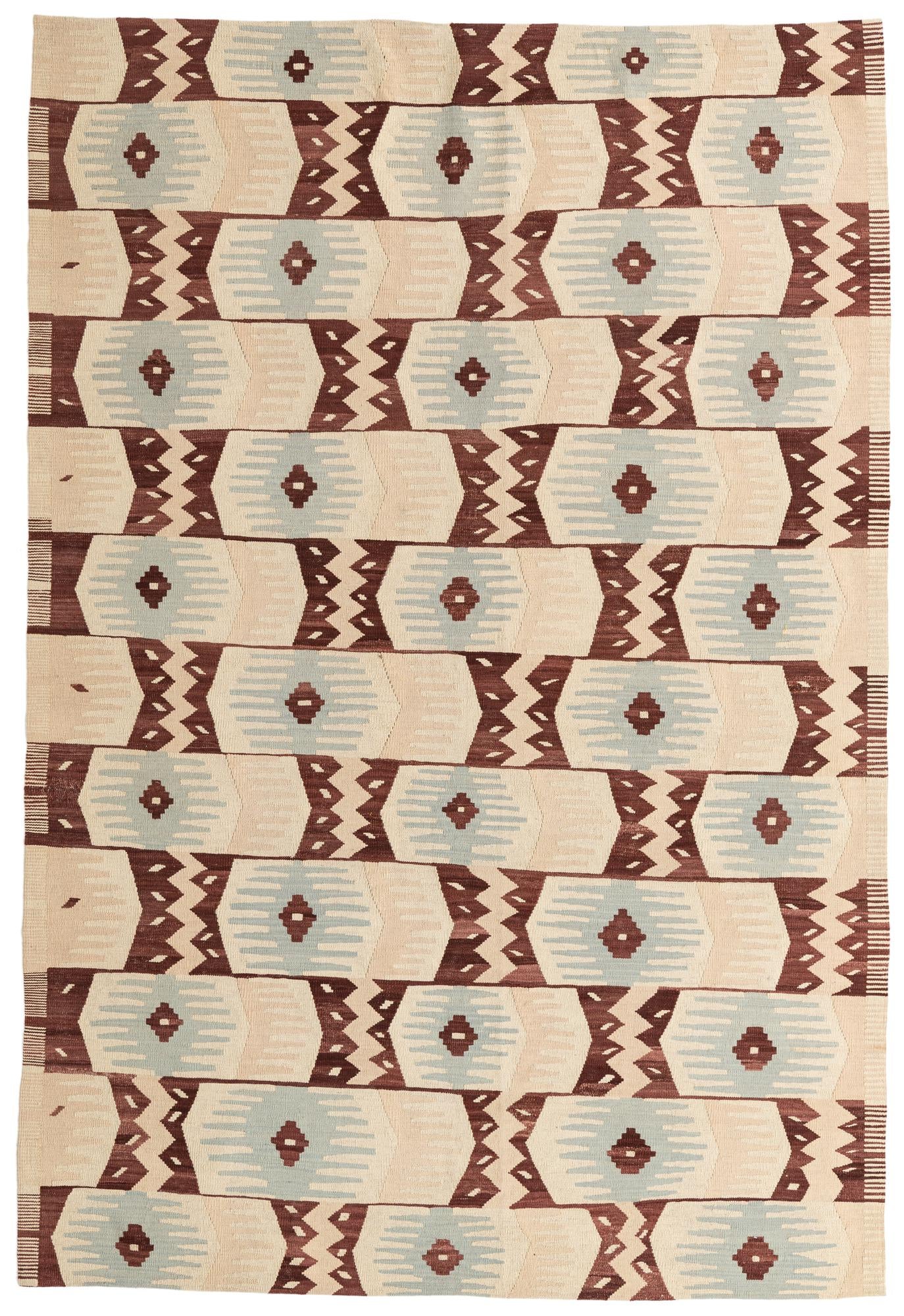 6' 8 x 9' 10 Hand Woven Kilim Modern Wool Rug