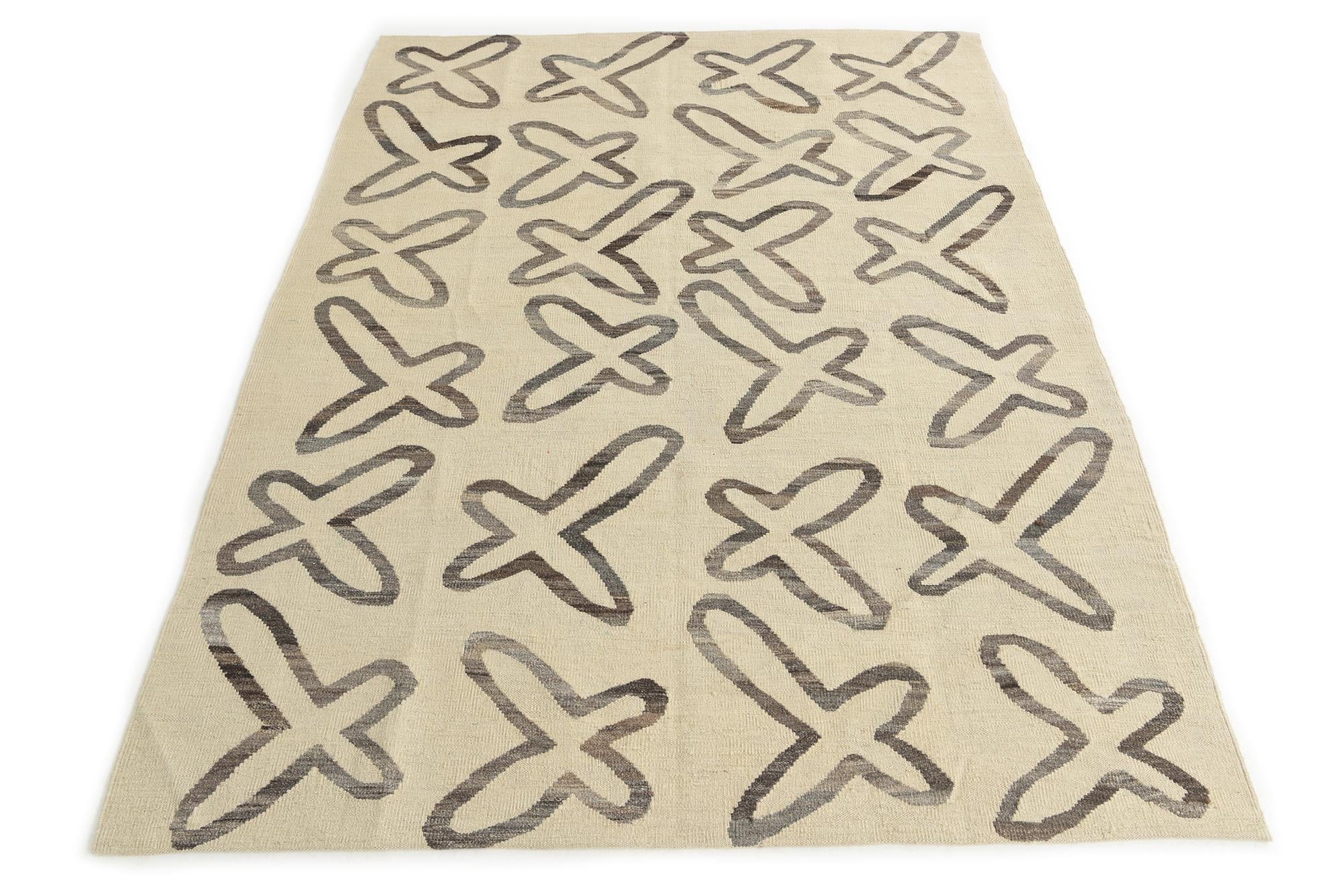 5' x 6' 5 Hand Woven Kilim Modern Wool Rug