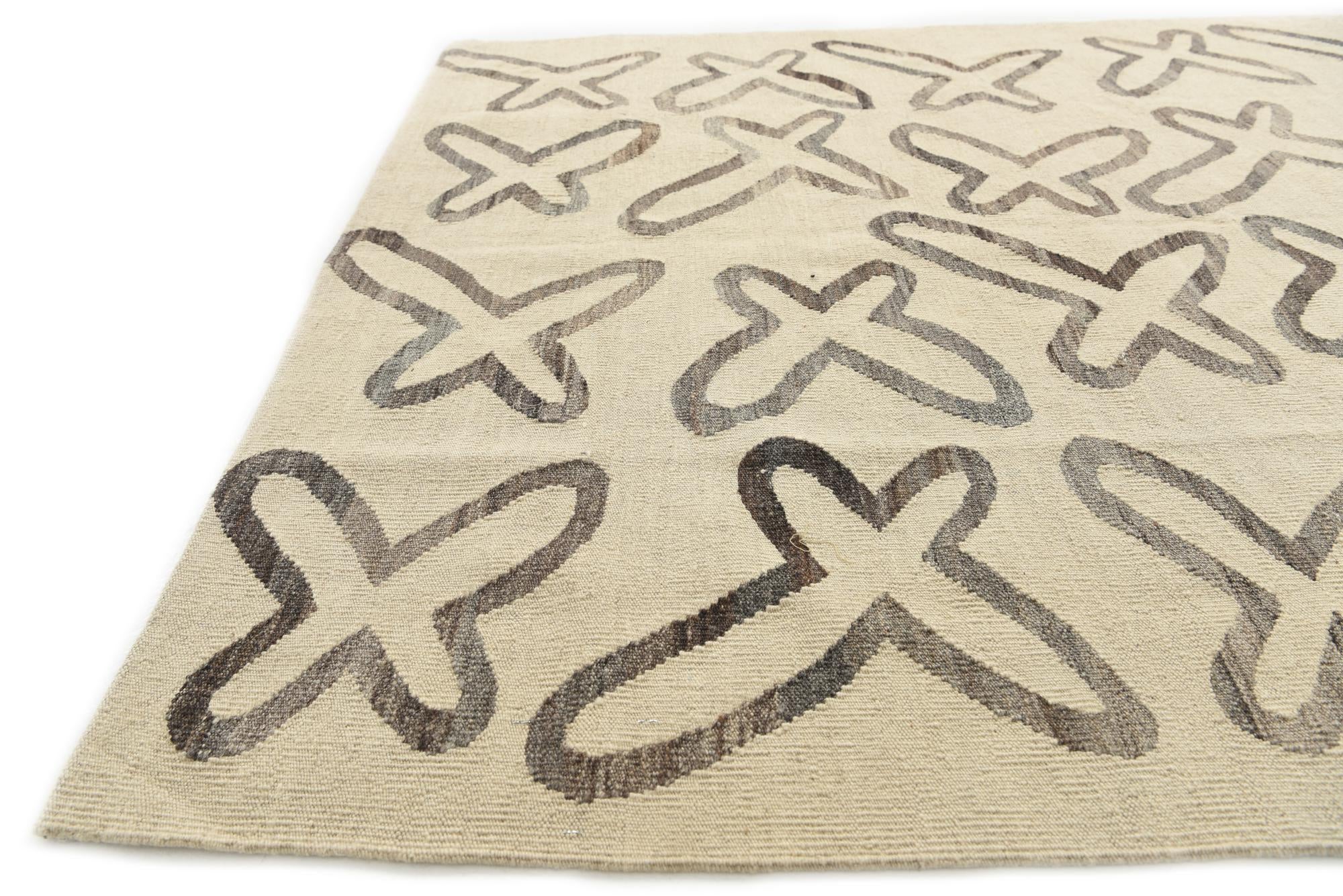 5' x 6' 5 Hand Woven Kilim Modern Wool Rug