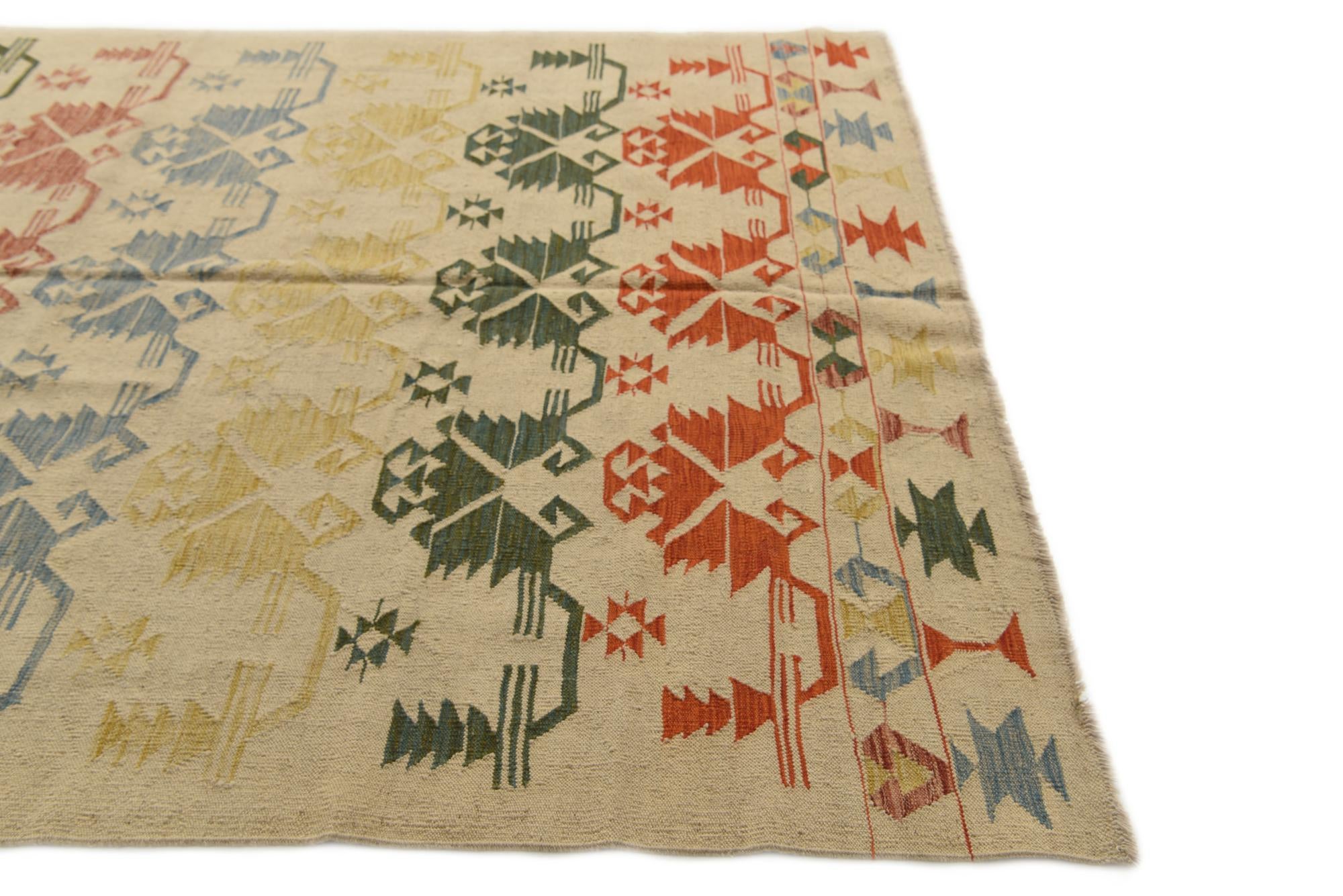 6' 9 x 9' 9 Hand Woven Kilim Modern Wool Rug