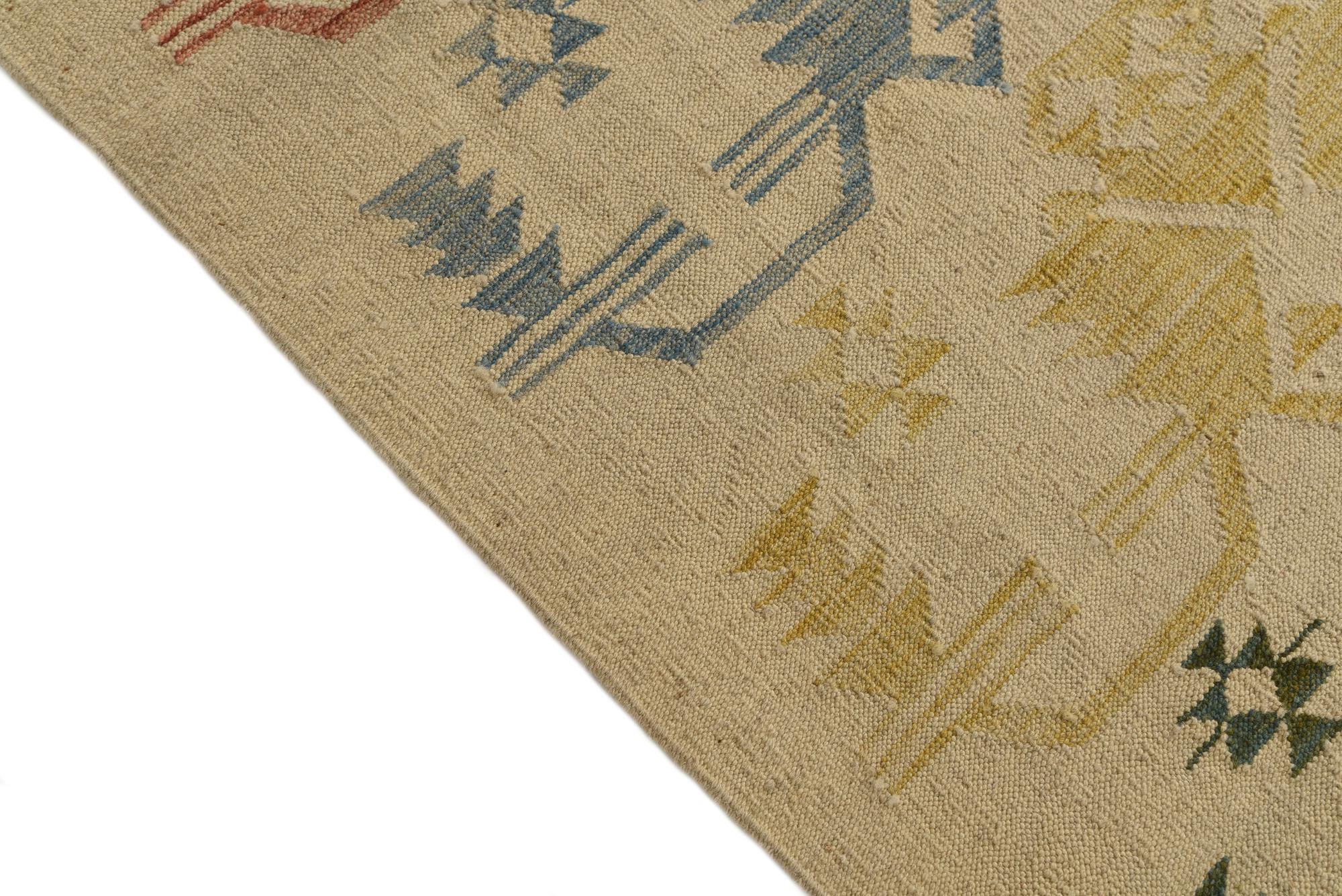 6' 9 x 9' 9 Hand Woven Kilim Modern Wool Rug