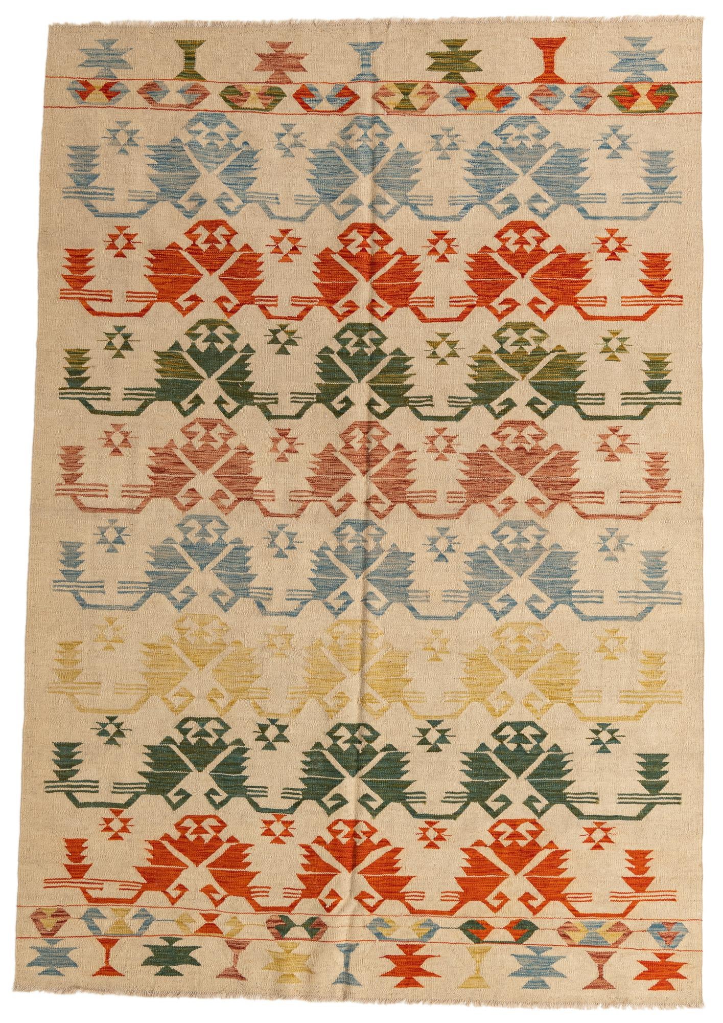 6' 9 x 9' 9 Hand Woven Kilim Modern Wool Rug