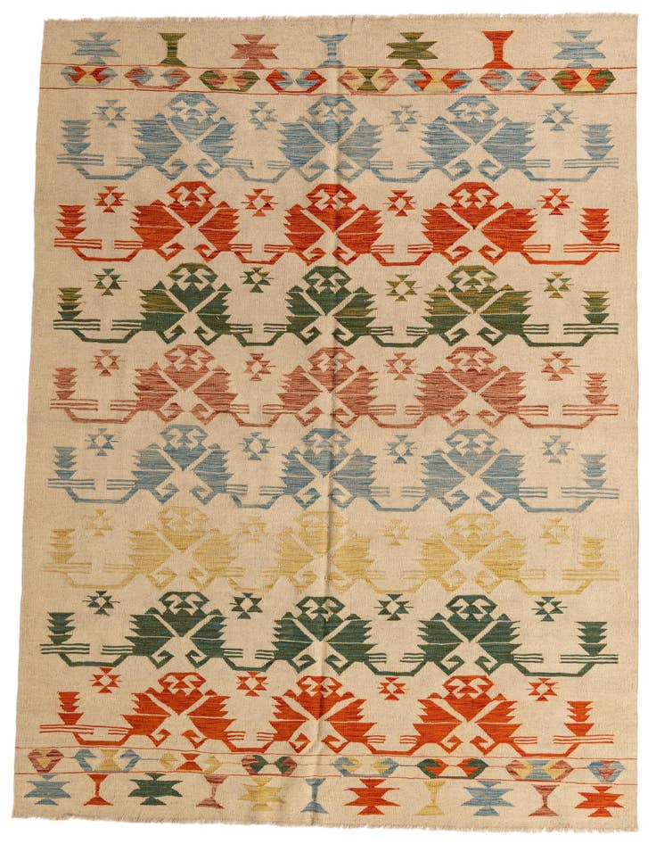 Detail image of 6' 9 x 9' 9 Hand Woven Kilim Modern Wool Rug