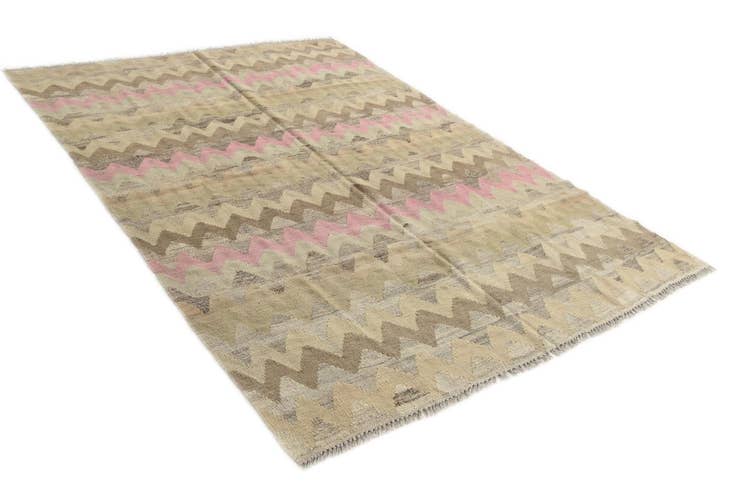 Detail image of 5' 4 x 7' 8 Hand Woven Kilim Modern Wool Rug