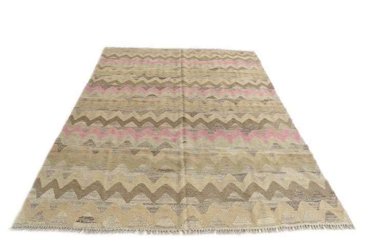 5' 4 x 7' 8 Hand Woven Kilim Modern Wool Rug