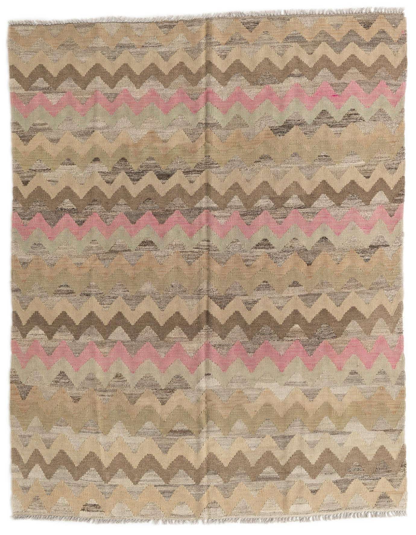 5' 4 x 7' 8 Hand Woven Kilim Modern Wool Rug