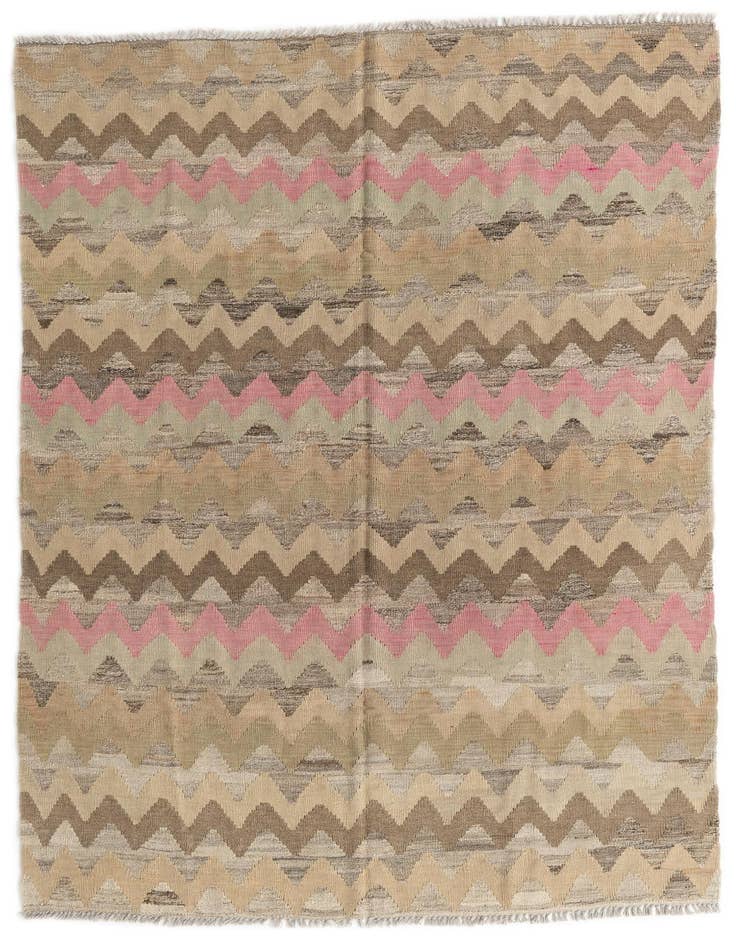 Detail image of 5' 4 x 7' 8 Hand Woven Kilim Modern Wool Rug