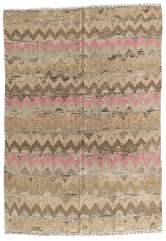 Detail image of 5' 4 x 7' 8 Hand Woven Kilim Modern Wool Rug