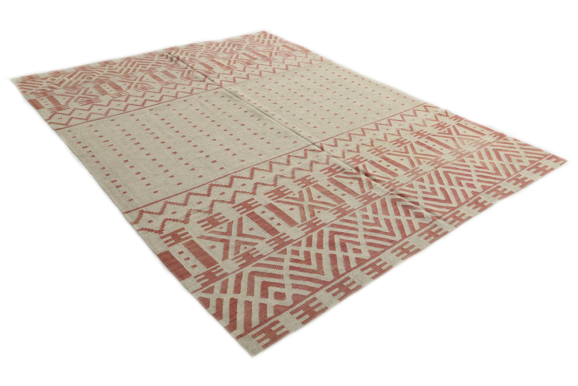 7' 1 x 9' 5 Hand Woven Kilim Modern Wool Rug