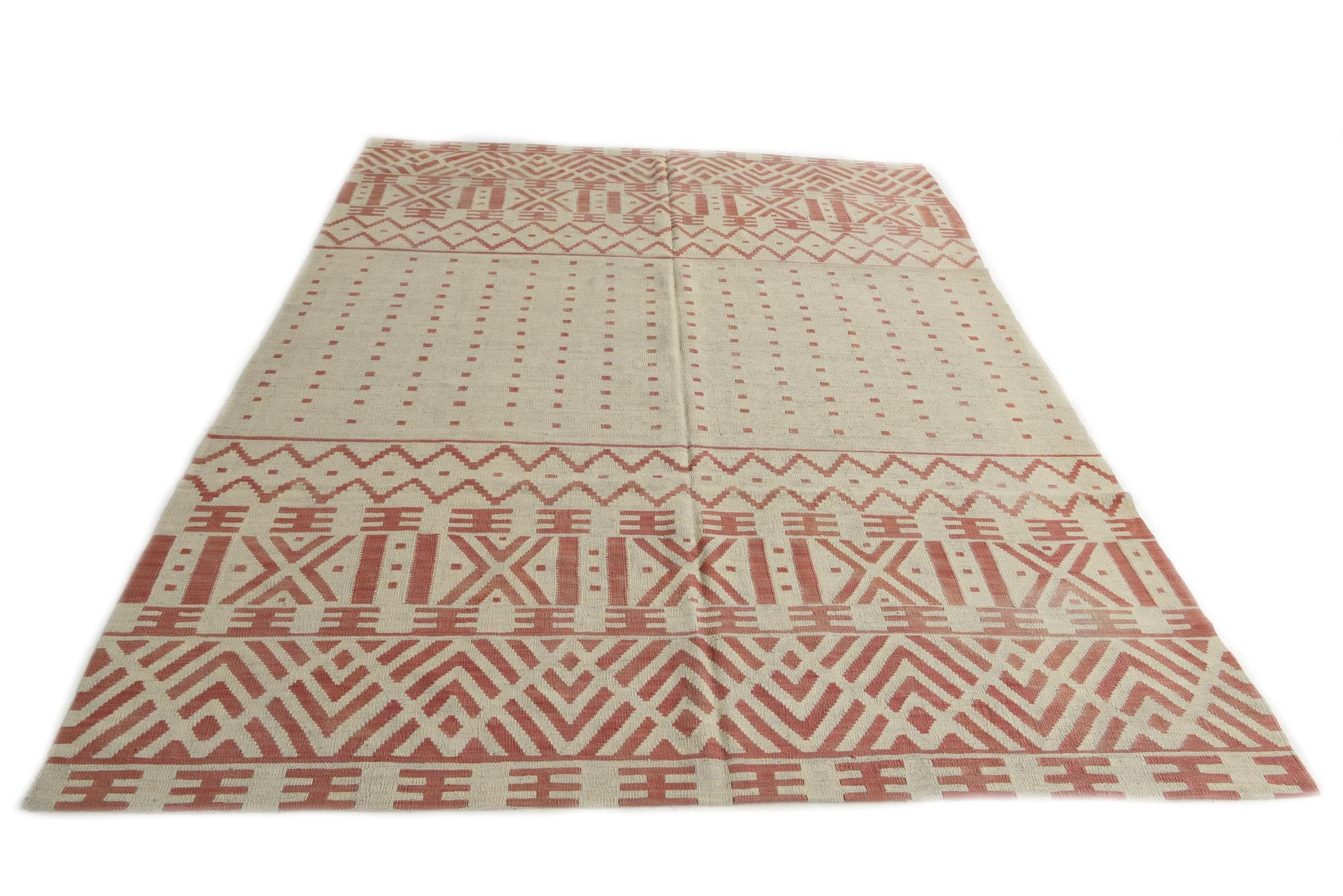 7' 1 x 9' 5 Hand Woven Kilim Modern Wool Rug