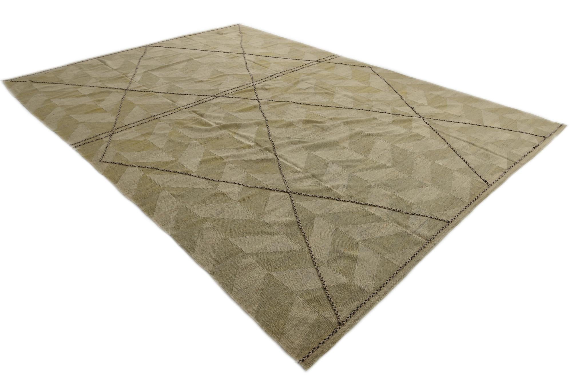 9' 9 x 13' 7 Hand Woven Kilim Modern Wool Rug