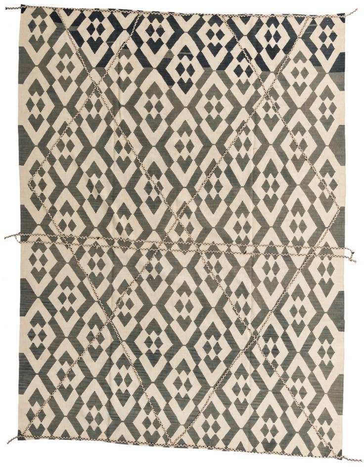 Detail image of 8' 8 x 9' 10 Hand Woven Kilim Modern Wool Rug