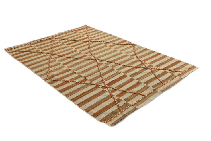 Detail image of 5' 5 x 7' 9 Hand Woven Kilim Modern Wool Rug