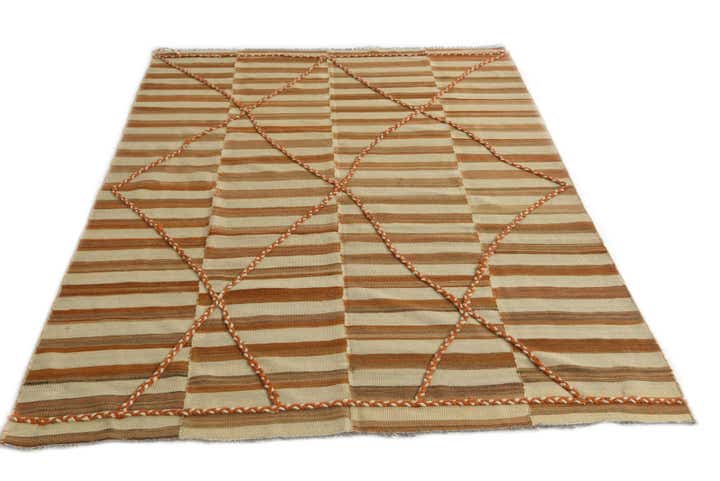 5' 5 x 7' 9 Hand Woven Kilim Modern Wool Rug