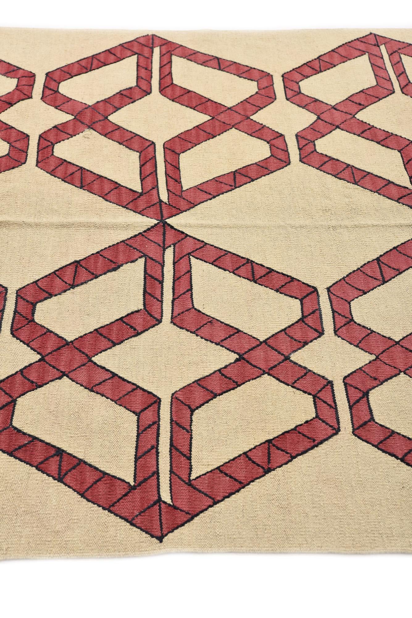 5' 1 x 6' 9 Hand Woven Kilim Modern Wool Rug