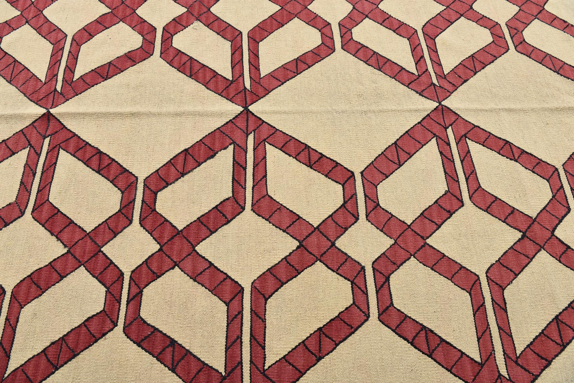 5' 1 x 6' 9 Hand Woven Kilim Modern Wool Rug