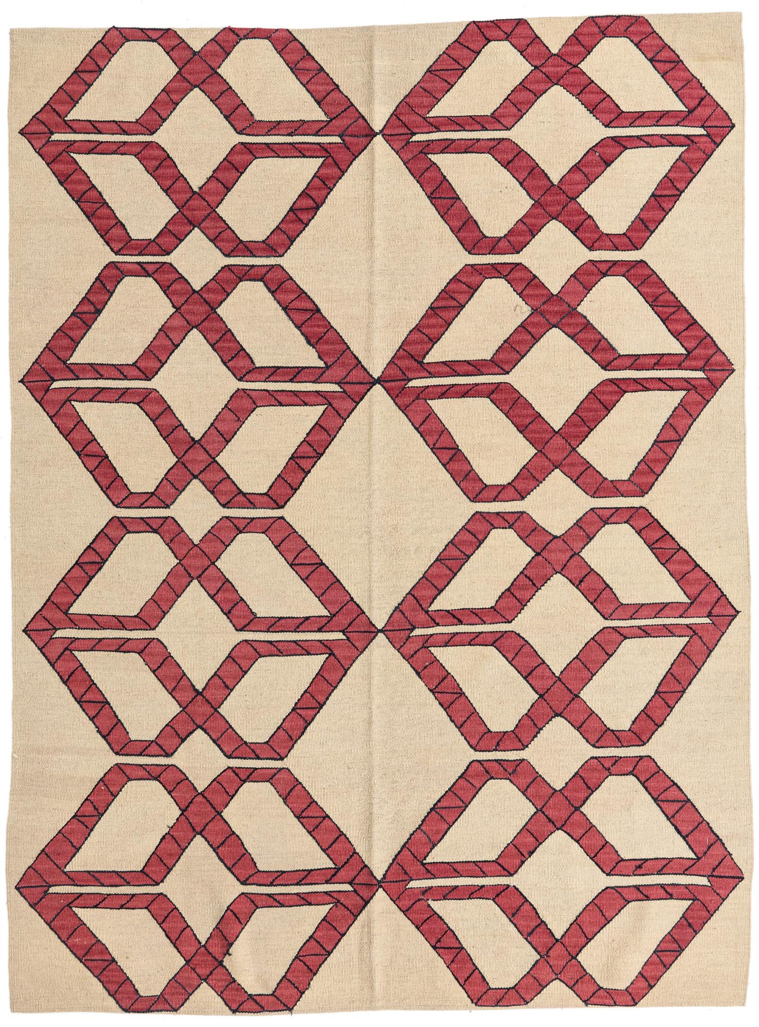 5' 1 x 6' 9 Hand Woven Kilim Modern Wool Rug