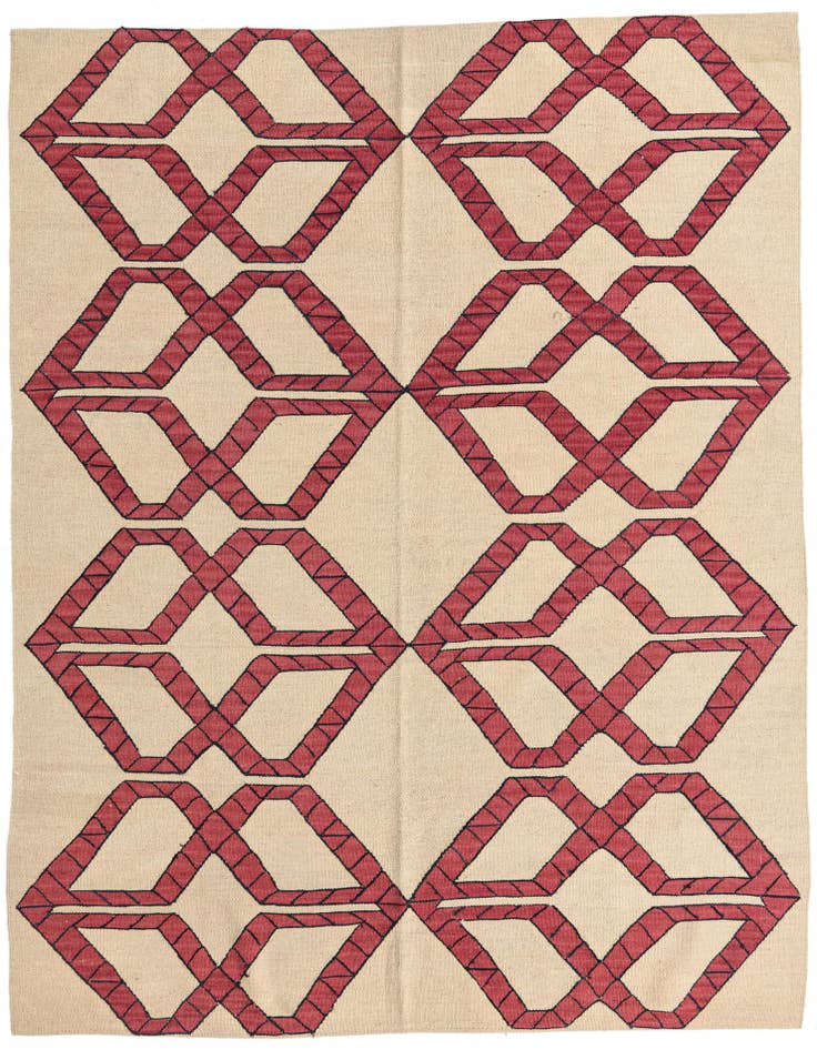 Detail image of 5' 1 x 6' 9 Hand Woven Kilim Modern Wool Rug
