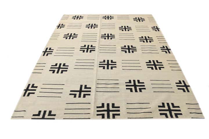 6' 4 x 7' 10 Hand Woven Kilim Modern Wool Rug