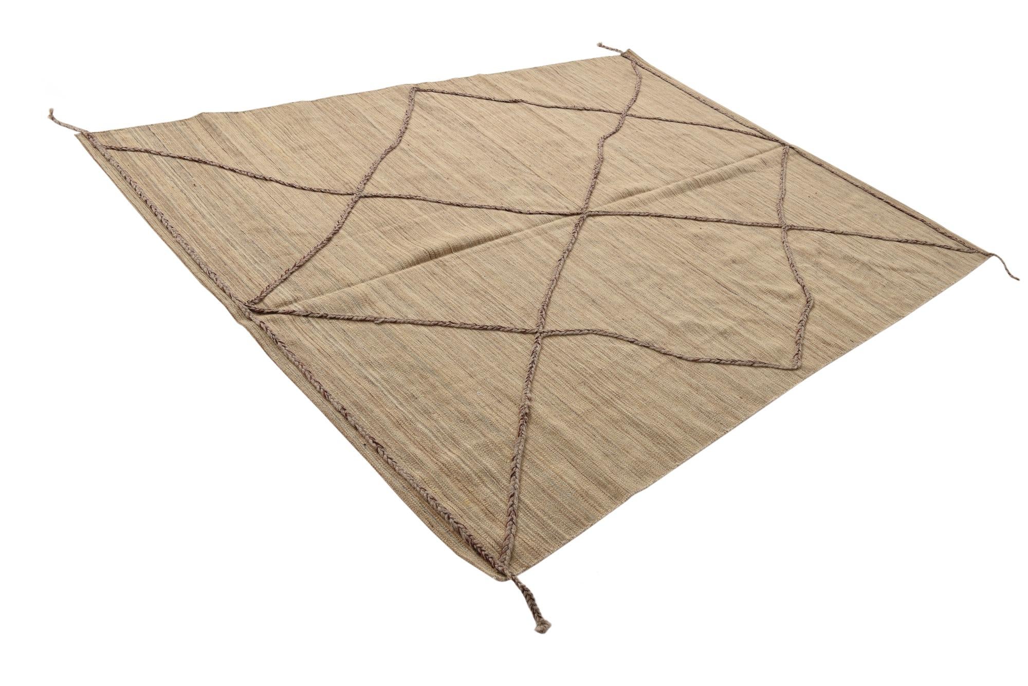 6' 2 x 8' 4 Hand Woven Kilim Modern Wool Rug