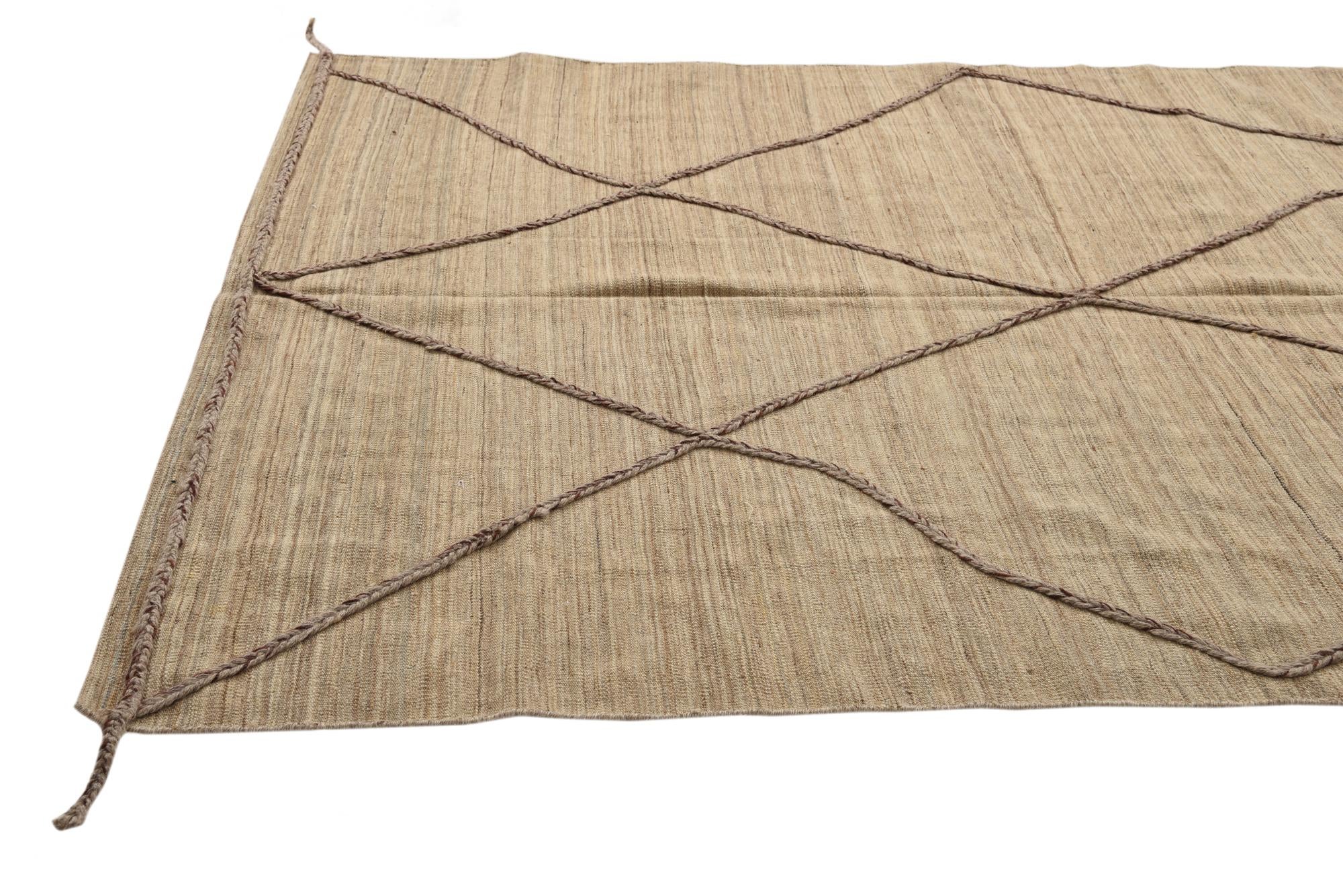 6' 2 x 8' 4 Hand Woven Kilim Modern Wool Rug