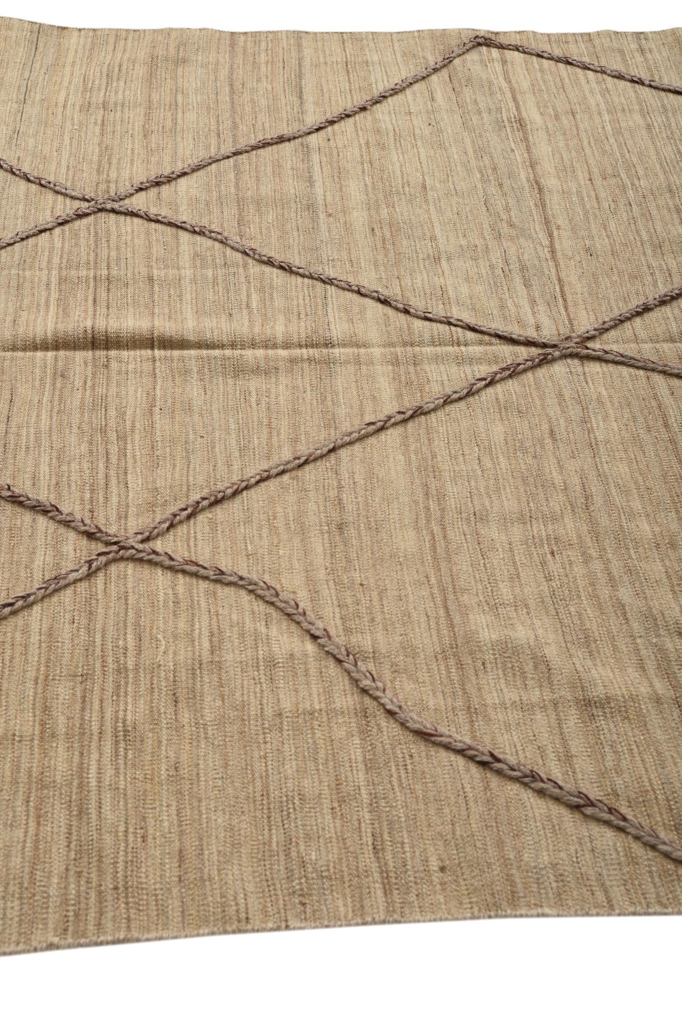 6' 2 x 8' 4 Hand Woven Kilim Modern Wool Rug