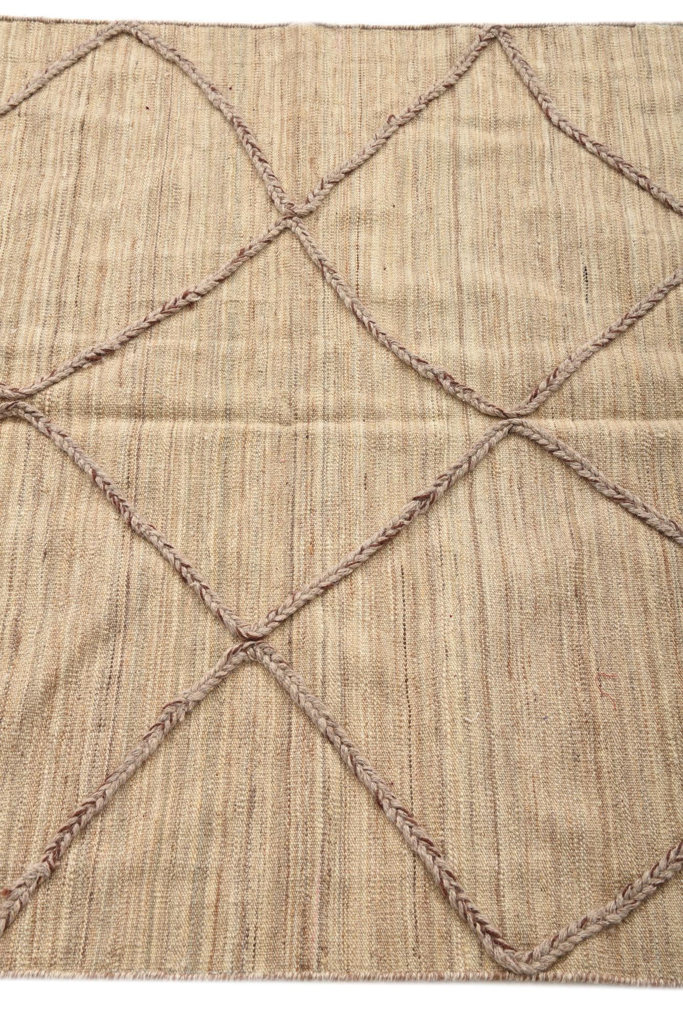 4' 2 x 6' 4 Hand Woven Kilim Modern Wool Rug